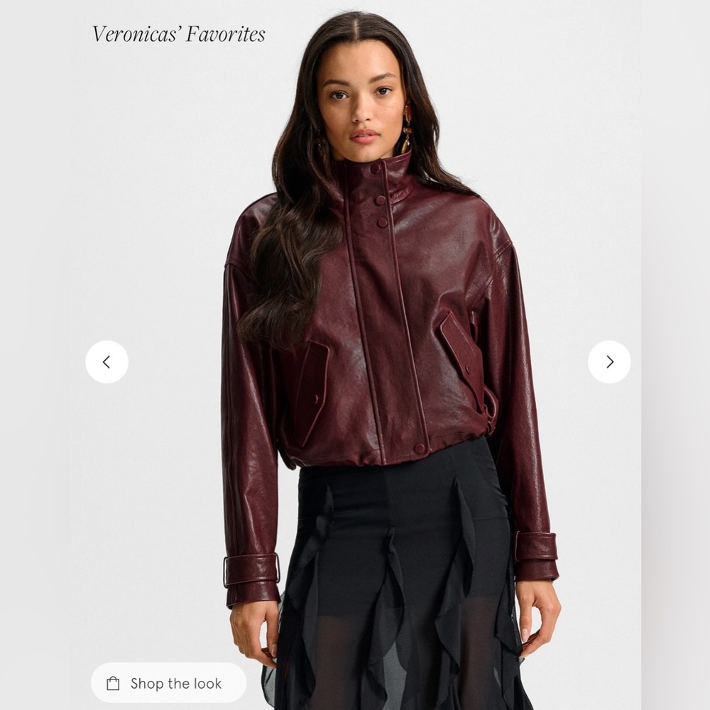 Veronica Beard Bateman Cropped Leather Jacket